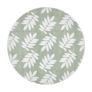 Planche À Découper Feuille aînée grand motif blanc sur vert