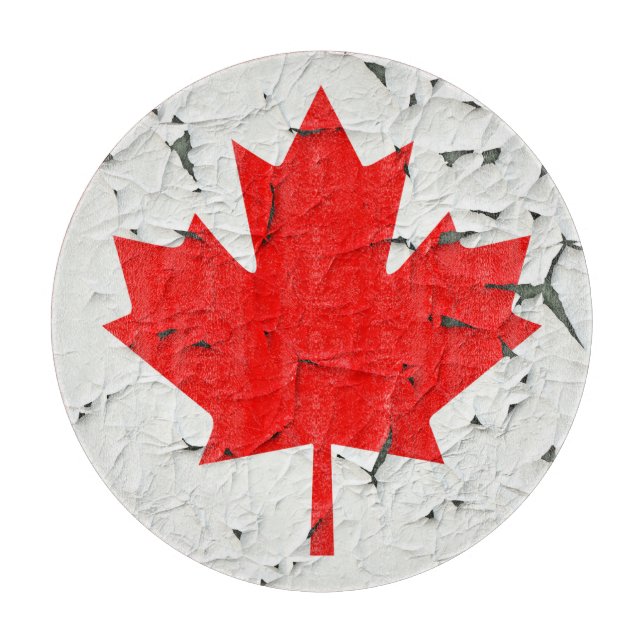 Planche À Découper Feuille d'érable rouge du Canada Peinture (Devant)