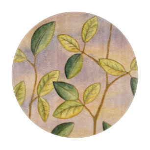 Planche À Découper Feuille vert et jaune sur l'arrière - plan de