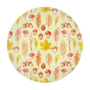 Planche À Découper Feuilles d'automne : aquarelle papier peint rétro