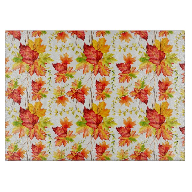 Planche À Découper Feuilles d'automne colorées (Devant)