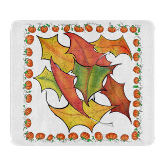 Planche À Découper Feuilles d'automne colorées Verre Citrouille d'aut