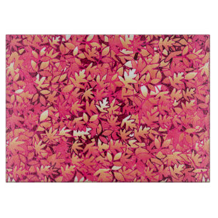 Planche À Découper Feuilles d'automne, tons rouges et oranges