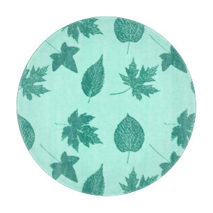 Planche À Découper Feuilles d'automne - turquoise et aqua