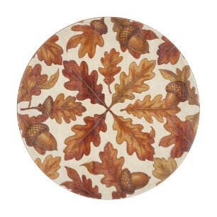 Planche À Découper Feuilles de chêne d'automne glands bruns sans cout