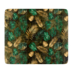 Planche À Découper Feuilles de la palme tropicale jaune vert de la ju