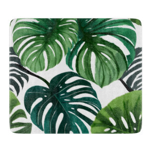 Planche À Découper Feuilles de Monstera Aquarelle Botanique Moderne