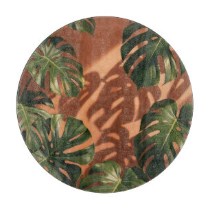 Planche À Découper Feuilles de Monstera vertes Ombre de terre cuite