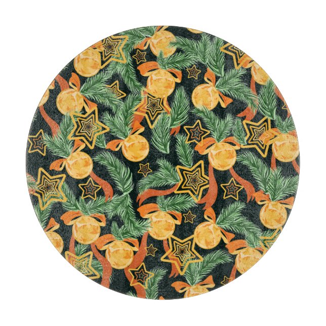 Planche À Découper Feuilles de pin, étoiles : motif festif (Devant)