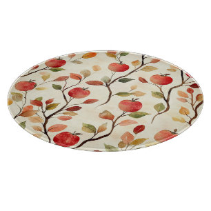 Planche À Découper Feuilles de pommes rouges à la crème