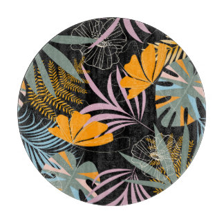 Planche À Découper Feuilles tropicaux : Vintage foncé.