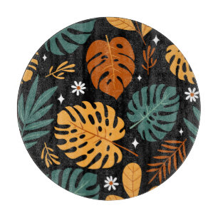 Planche À Découper Feuilles tropicaux : Vintage foncé sans couture.