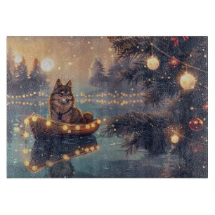 Planche À Découper Finlandais Lapphund Noël Festive Voyage