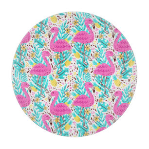 Planche À Découper Flamant rose d'été tropical : éléments Motifs lumi