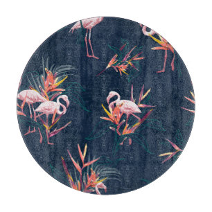 Planche À Découper Flamant rose hawaïen : oeuvre Vintage tropicale