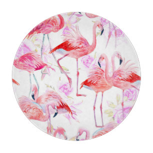 Planche À Découper Flamant rose Rose : Aquarelle Oiseau Floral