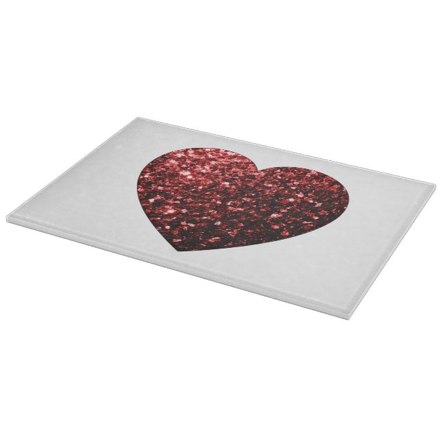 Planche À Découper Flamme de parties scintillant de coeur rouge foncé (Coin)