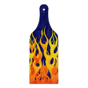 Planche À Découper Flammes de course classique sur bleu marine