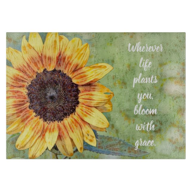 Planche À Découper Fleur avec plaque de coupe en verre de grâce (Devant)