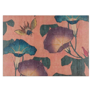 Planche À Découper Fleur d'abeille rose classique Hokusai Art
