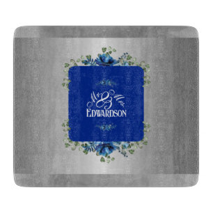 Planche À Découper Fleur de Bleu Azur : Fleur métallique argentée