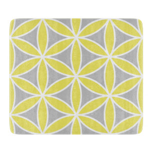 Planche À Découper Fleur de grand blanc gris jaune de Ptn de la vie