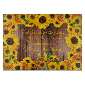 Planche À Découper Fleur de pays Jaune Tournesol Rustique Grange Bois