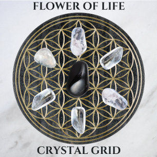 Planche À Découper Fleur de vie Golden Crystal Grid en Cosmos