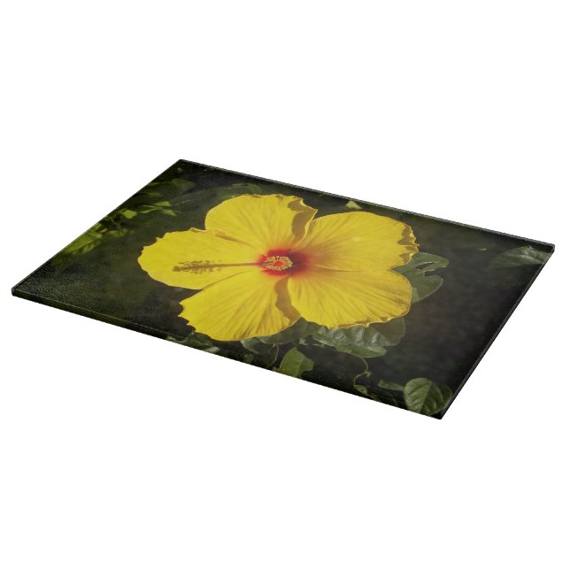 Planche À Découper Fleur d'Hibiscus jaune (Coin)