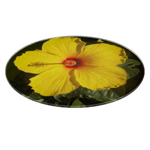 Planche À Découper Fleur d'Hibiscus jaune