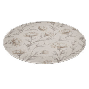 Planche À Découper Fleur Florale Crème Marron Cacao