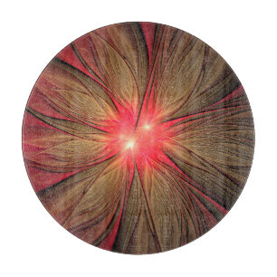 Planche À Découper Fleur fractale de fansy rouge