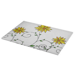 Planche À Découper Fleur Jaune Fantaisiste Art Doodle