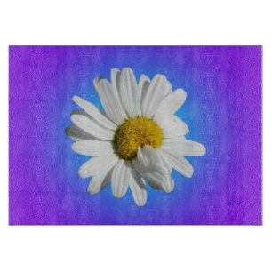 Planche À Découper Fleur marguerite blanche Flore pourpre Bleu Dégrad