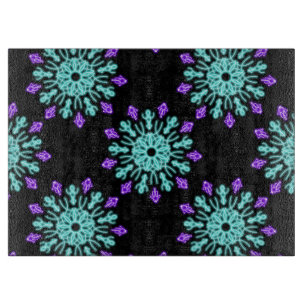 Planche À Découper Fleur néon turquoise et violet