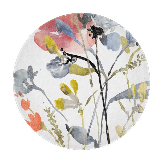 Planche À Découper Fleur recouverte - fleurs de pastel d'aquarelle (Devant)