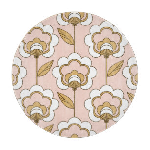Planche À Découper Fleur rétro : motif vintage sans soudure.