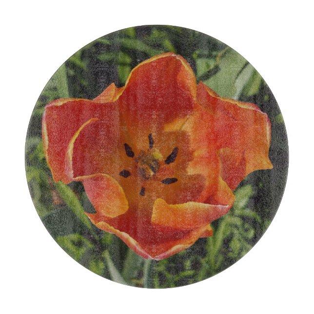 Planche À Découper fleur rouge de printemps  (Devant)