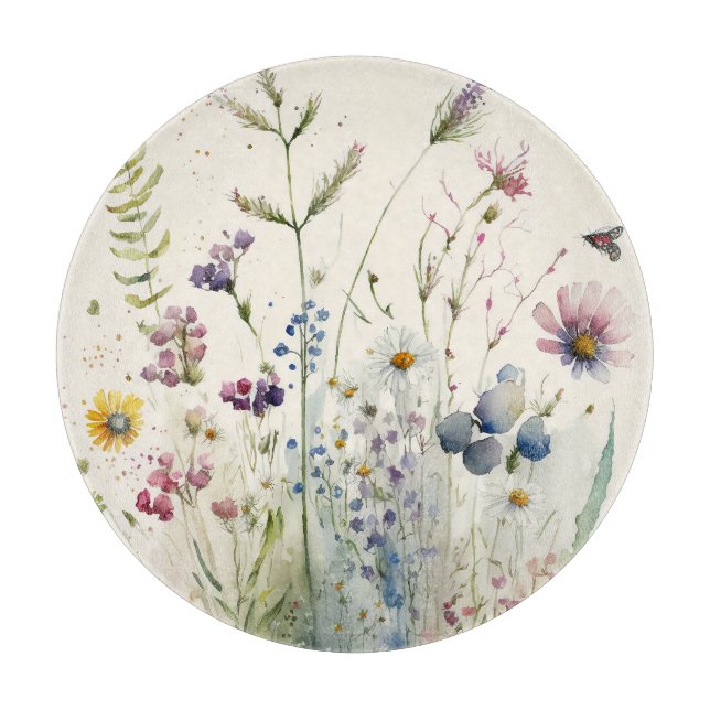 Planche À Découper Fleur sauvage aquarelle (Devant)