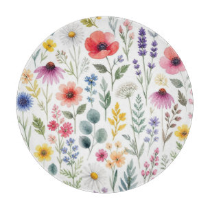 Planche À Découper Fleur Sauvage Aquarelle Prairie Botanique Florale