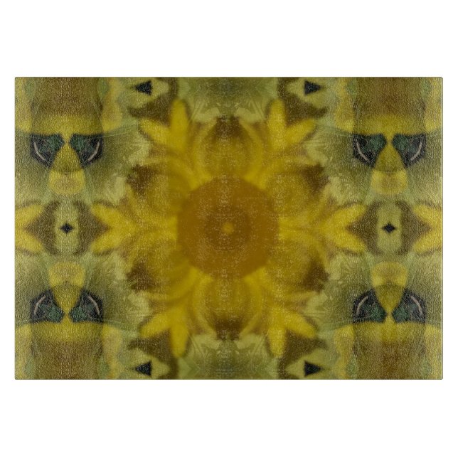 Planche À Découper Fleur soleil éclate dorée (Devant)