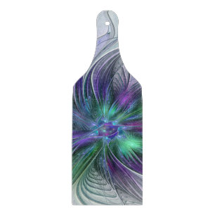 Planche À Découper Fleur verte abstraite moderne fractale violette