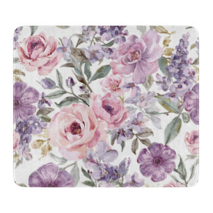 Planche À Découper Fleur violette aquarelle rose lavande florale rose