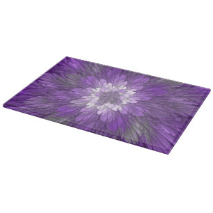 Planche À Découper Fleur Violette Psychedélique Art Fractal Abstrait