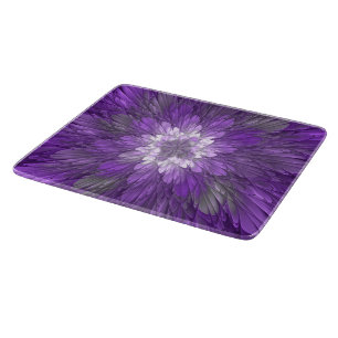 Planche À Découper Fleur Violette Psychedélique Art Fractal Abstrait