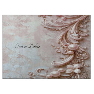 Planche à découper fleurale et perle ornée rose