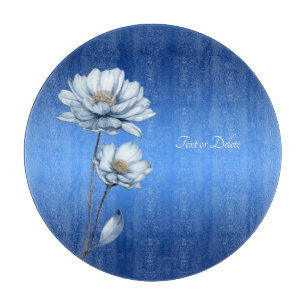 Planche à découper Fleurs Aquarelle Bleue