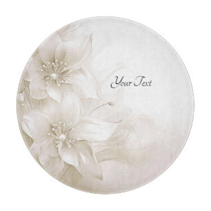 Planche à découper Fleurs Blanc Ivoire