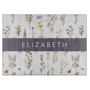 Planche À Découper Fleurs colorées, Fleurs sauvages, Verdure, Votre N