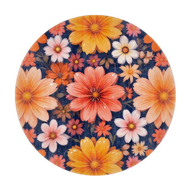 Planche À Découper 🌸 Fleurs Colorées pour la Préparation en Cuisine  (Devant)